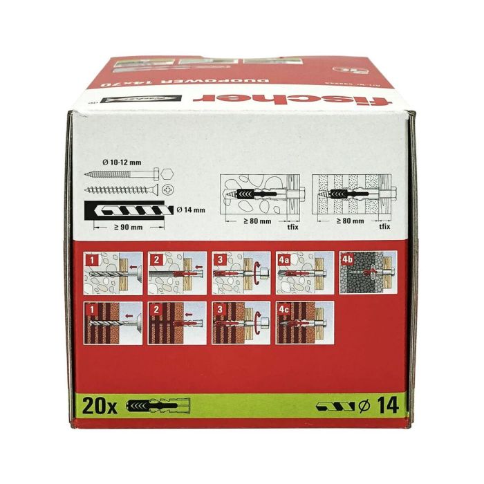 Tacos Fischer DuoPower 538244 Ø 14 x 70 mm Nailon (20 Unidades) 2 Tacos Fischer DuoPower 538244 Ø 14 x 70 mm Nailon (20 Unidades) 2