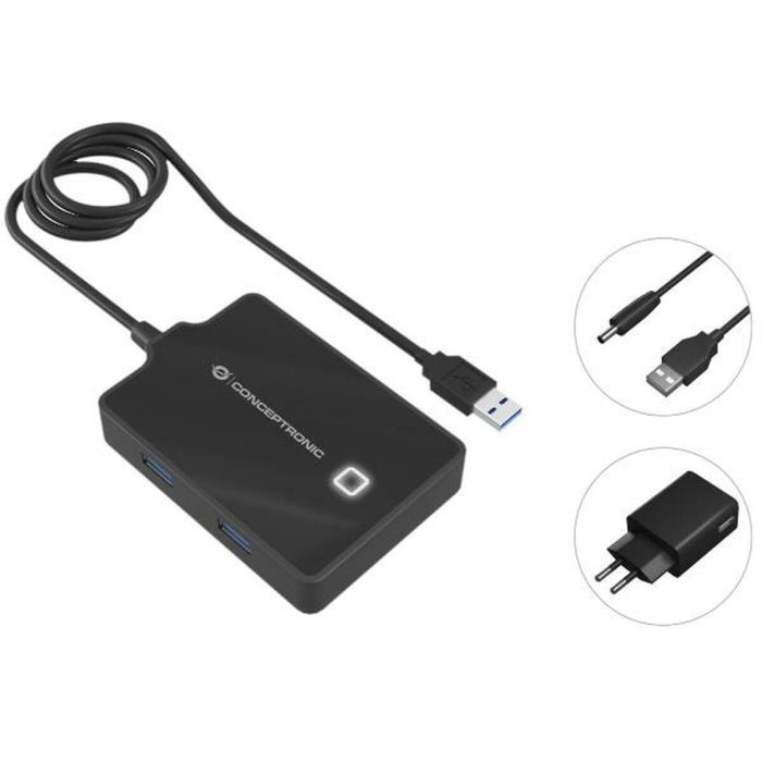 Hub USB Conceptronic 110517207101 Negro 1