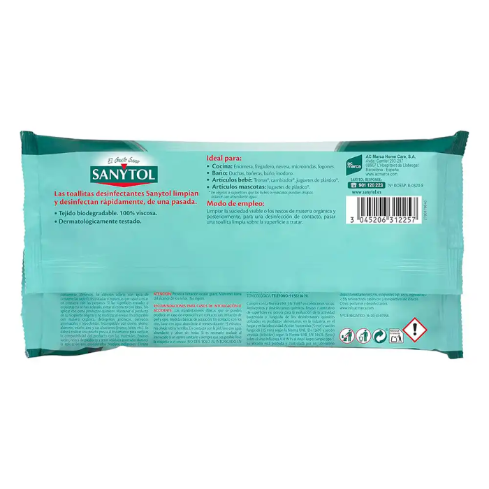 Sanytol Toallitas Desinfectantes Multiusos Aroma Eucalipto 30 uds Eliminan 99,9% Gérmenes 2
