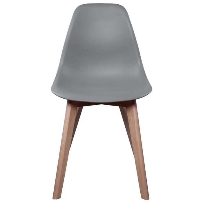 Home Deco Factory Silla STOCKHOLM Diseño Escandinavo Patas Madera Asiento Plástico Gris 45,8x51,4 cm H84,6 cm 1