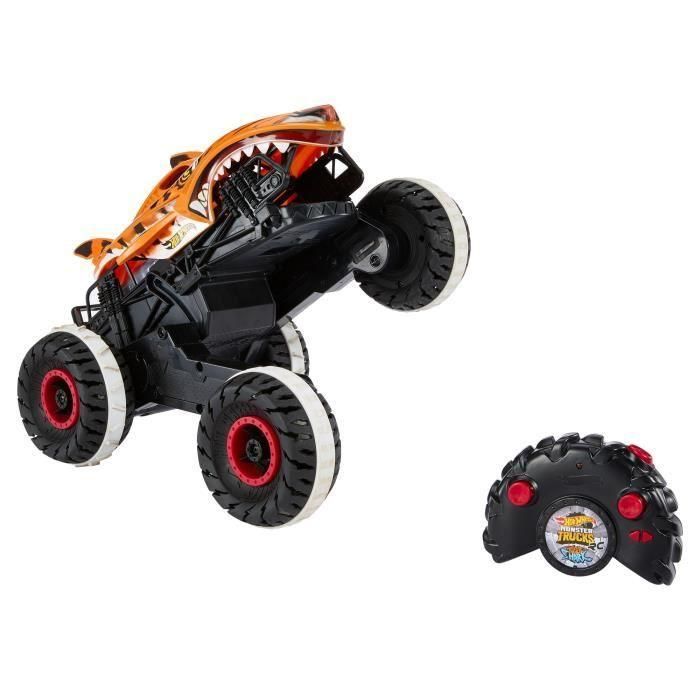 Coche radio control hot wheels monster trucks tiger shark. escala 1:15, 2.4ghz. 1