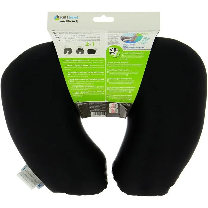 Kine Travel Cojín de Viaje y Nuca 2 en 1, Almohada Extra para Espalda, 37 x 29 x 10 cm, Microperlas, Tela Suave 3
