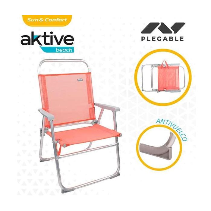 Silla pleg alu fija 48x50x88 cm c/asa-textileno-flamingo 2 Silla pleg alu fija 48x50x88 cm c/asa-textileno-flamingo 2