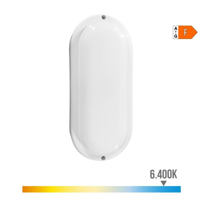 Aplique led oval con sensor crepuscular y de movimiento 18 W 1820 lm 6.400 k 23 x 10,2 x 4,5 cm