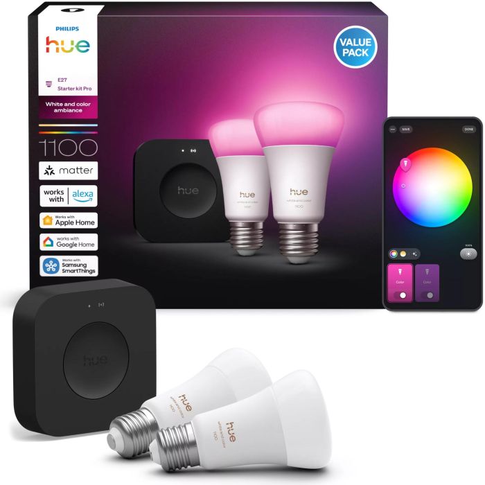Philips Hue Starter Kit: Hue Bridge Pro + 2 E27 3