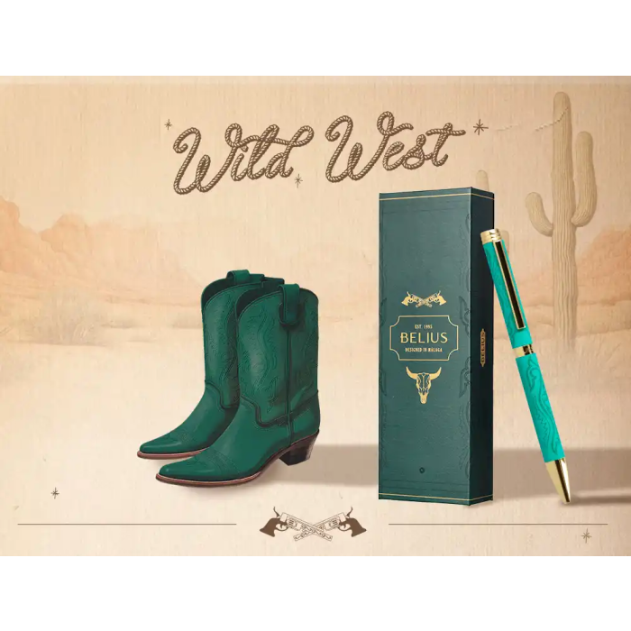 Belius Wild West Boligrafo Aluminio Verde Tinta Azul Caja Diseño 3