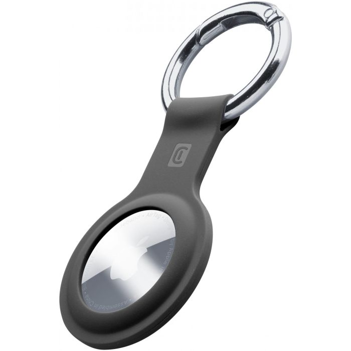 Cellularline Llavero AirTag de Silicona con Gancho para Apple AirTag - Funda Protectora Negra
