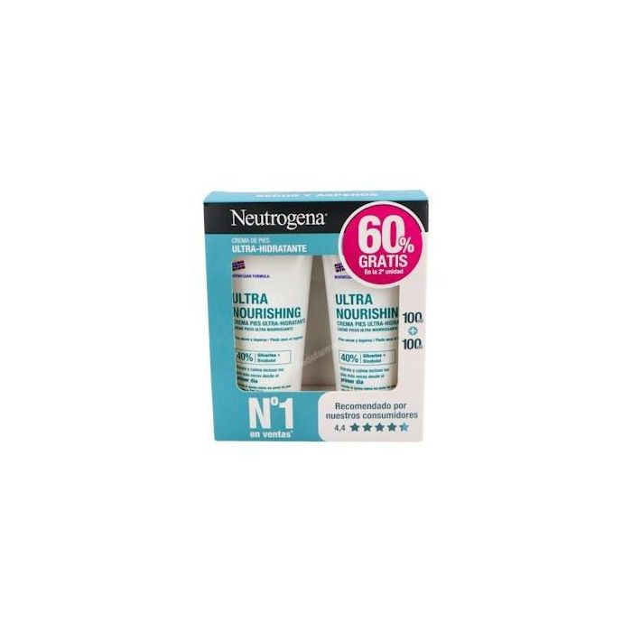 Neutrogena Crema Pies Ultra-Hidratante Lote 2 x 100 ml para Talones Agrietados y Durezas, Hidratación Intensa