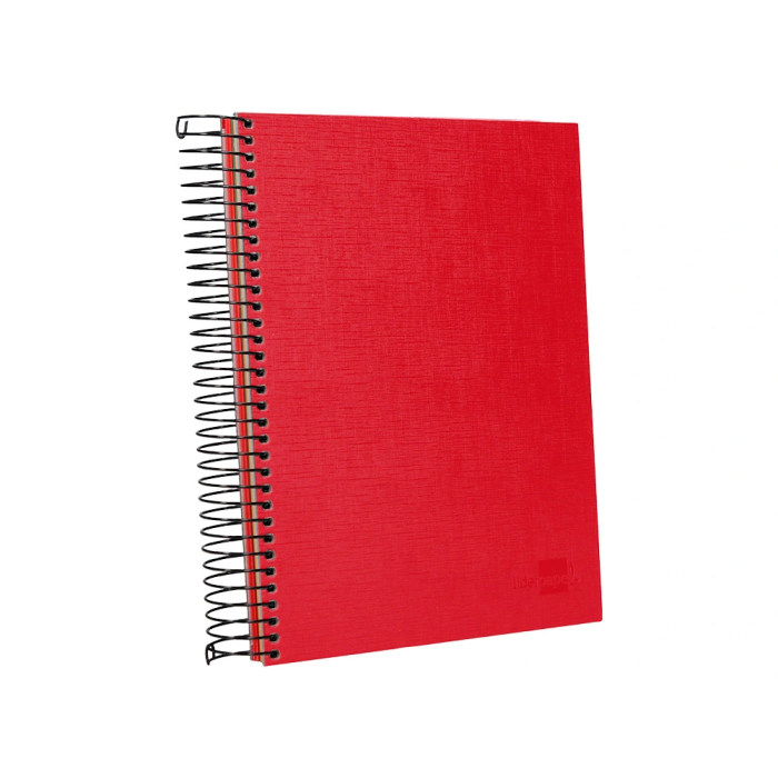 Liderpapel Cuaderno Espiral A5 Micro Papercoat Tapa Forrada 140 Hojas Cuadro 5mm Banda 5 Colores Rojo 4