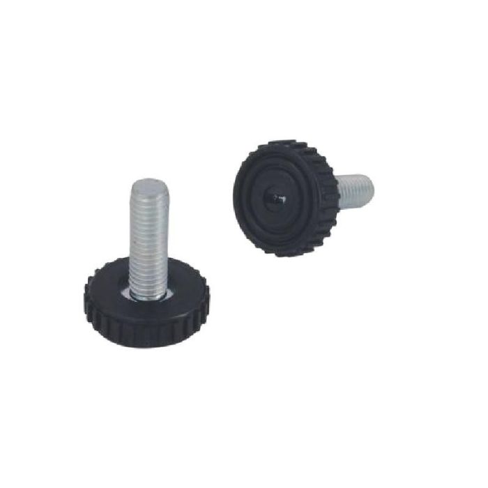 Herrajes Alk Pie Nivelador Ø25 M8X13 Negro con Huella Allen 4mm