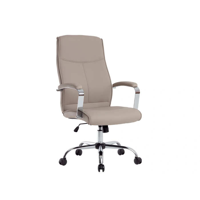 Q-connect Silla de Dirección Modo Na, Simil Piel, Base Metálica, Ruedas Premium, Color Gris, Altura Máx. 1220 mm 3