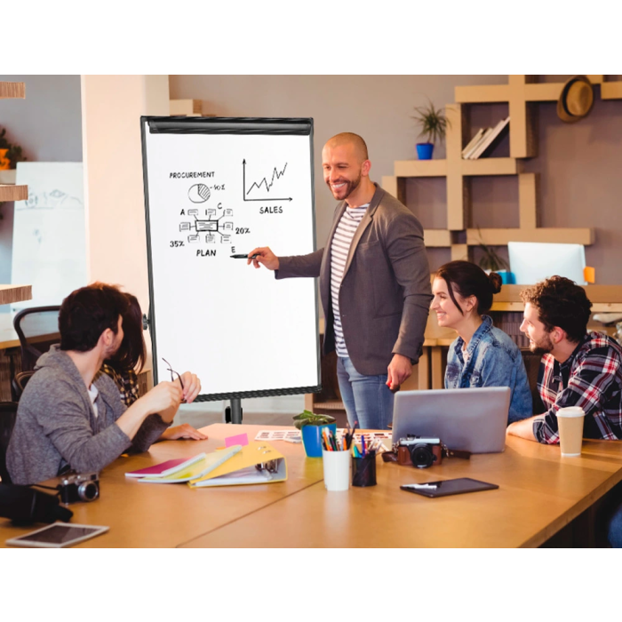 Q-connect Pizarra Móvil Magnética Lacada Blanca con Ruedas para Conferencias 70x100 cm 4