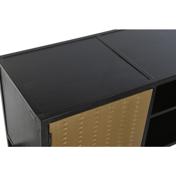 DKD Home Decor Mueble TV Negro Dorado de Madera y Metal, 120x37x50 cm 1 DKD Home Decor Mueble TV Negro Dorado de Madera y Metal, 120x37x50 cm 1