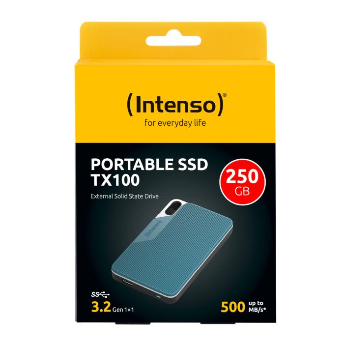 Intenso TX100 Disco Duro Externo SSD 250GB USB 3.2 Gen 1x1, Resistente a Golpes, Hasta 500MB/s 1