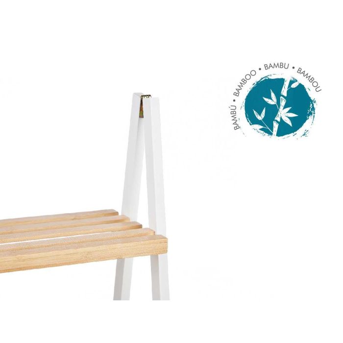 Berilo Estantería Escalera de Bambú y Pino con 3 Estantes, Blanca y Natural, 40.3 x 81.5 x 30 cm 3