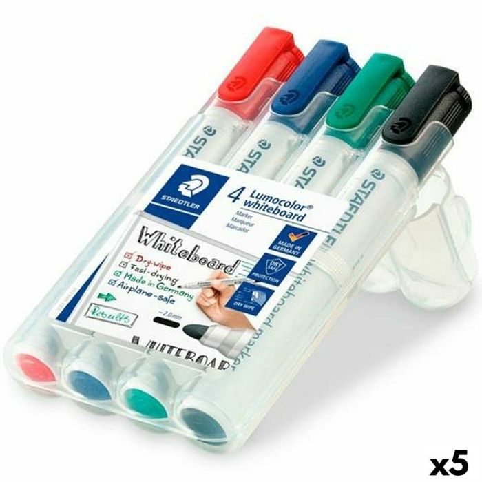 Set de Rotuladores Staedtler Lumocolor Pizarra blanca 4 Piezas Multicolor (5 Unidades) Set de Rotuladores Staedtler Lumocolor Pizarra blanca 4 Piezas Multicolor (5 Unidades)