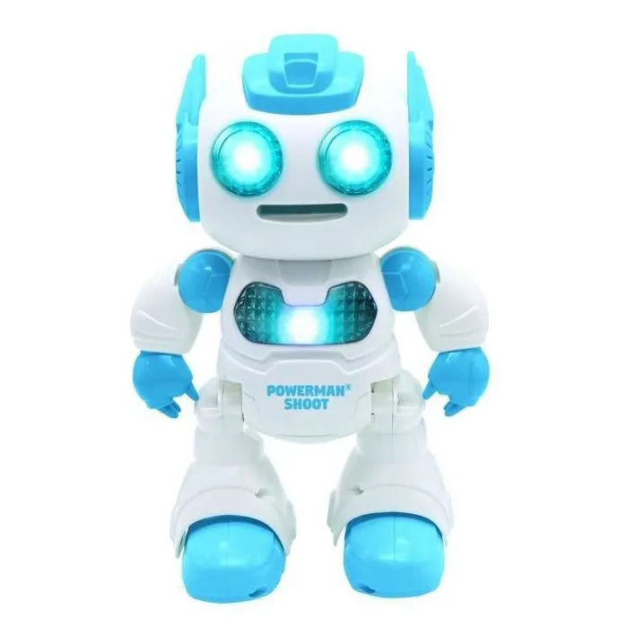 Lexibook AAABS07539 Robot Programable Powerman Shoot con Baile, Música, Demostración - Control Remoto y Discos de Espuma Incluidos 1