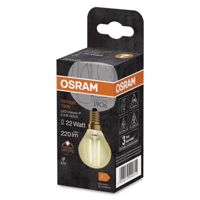 [LVE-4058075290815] Ledvance/Osram Bombilla LED "Classic" E14 2,5W 220Lm 2400K 300º IP20 1