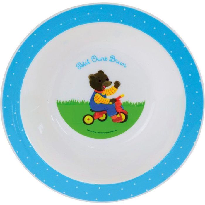Vajilla - FUN HOUSE - OSO MARRÓN - Plato llano Ø 22 cm, 2 platos hondos Ø 16 cm, 2 vasos 220 ml y peluche 18 cm 3