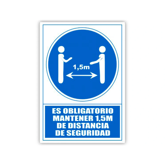 Archivo 2000 Señal Obligatorio Mantener 1,5 m Distancia Seguridad PVC Azul 210x297 mm 1