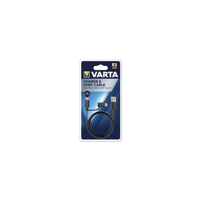 Varta 57948101401 Cable Charge & Sync 2 en 1 USB Micro USB + Type C 1 Metro Varta 57948101401 Cable Charge & Sync 2 en 1 USB Micro USB + Type C 1 Metro