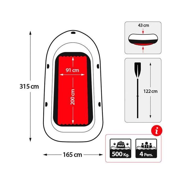 Barca excursion 4 personas con 2 remos aluminio y bomba incluido 315x165x43cm 3 Barca excursion 4 personas con 2 remos aluminio y bomba incluido 315x165x43cm 3