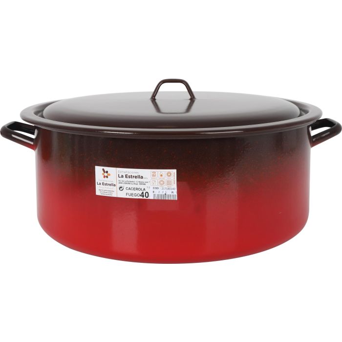 Cacerola Esmaltada con Tapa 40 cm - 19.7L Fuego - La Estrella (2 Unidades) 1 Cacerola Esmaltada con Tapa 40 cm - 19.7L Fuego - La Estrella (2 Unidades) 1
