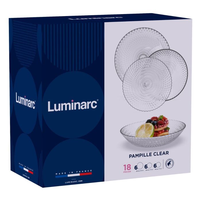 Vajilla Vidrio Pampille Clear Luminarc 18 Piezas - 6 Personas 5 Vajilla Vidrio Pampille Clear Luminarc 18 Piezas - 6 Personas 5