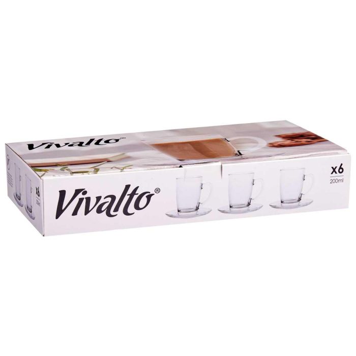 Taza Vidrio Cafe Con Leche 200Ml Con Plato Vivalto 10CM (24 Unidades) 2 Taza Vidrio Cafe Con Leche 200Ml Con Plato Vivalto 10CM (24 Unidades) 2