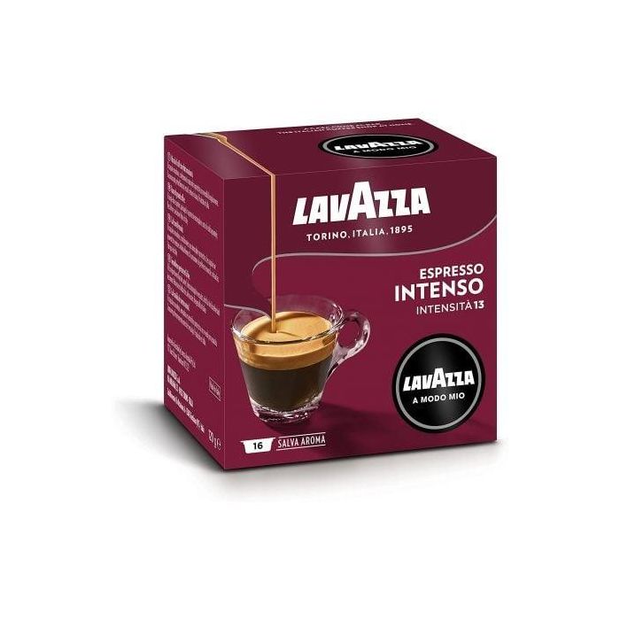 Lavazza 08602 Cápsula de café Intensamente para máquinas A Modo Mio, blend de gran cuerpo y sabor excepcionalmente lleno, caja de 16.