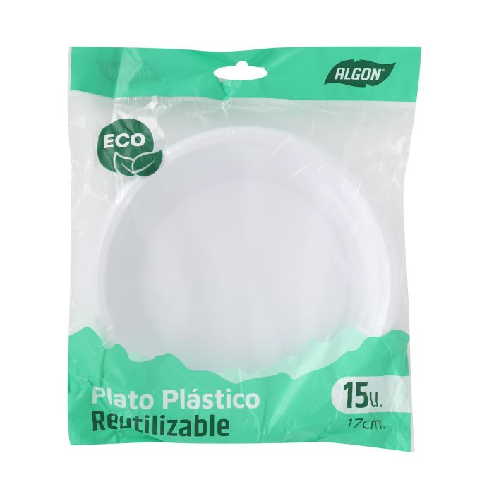 Algon - Set de 15 Platos Redondos de Plástico Ecológico de 17 cm (36 Unidades) 1