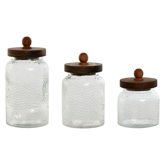 Bote Basicos DKD Home Decor Transparente Natural 11 x 22.4 x 11 cm Set de 3