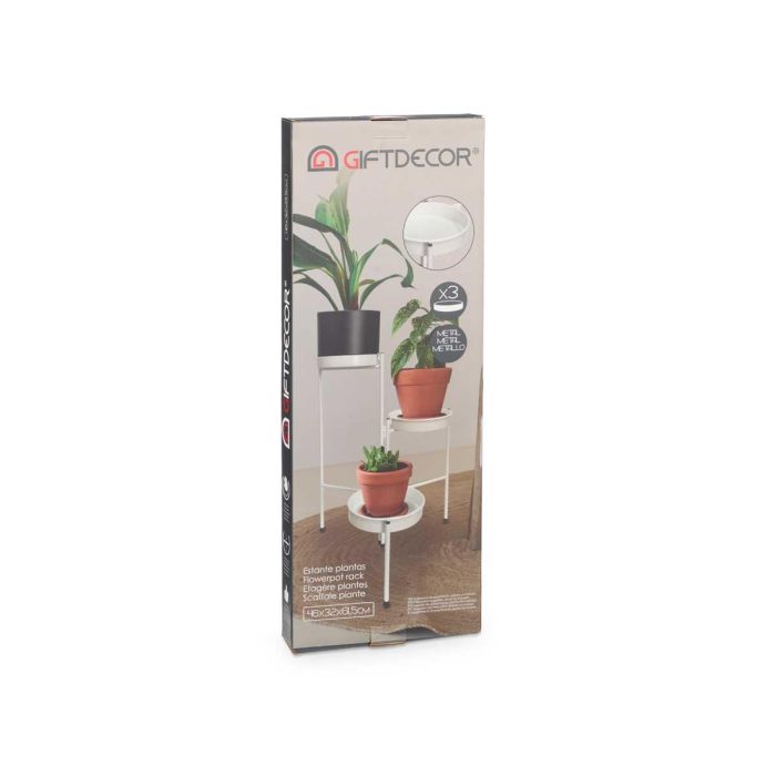 Estante Planta Tres Alturas Blanco Giftdecor 46X62CM (4 Unidades) 2 Estante Planta Tres Alturas Blanco Giftdecor 46X62CM (4 Unidades) 2