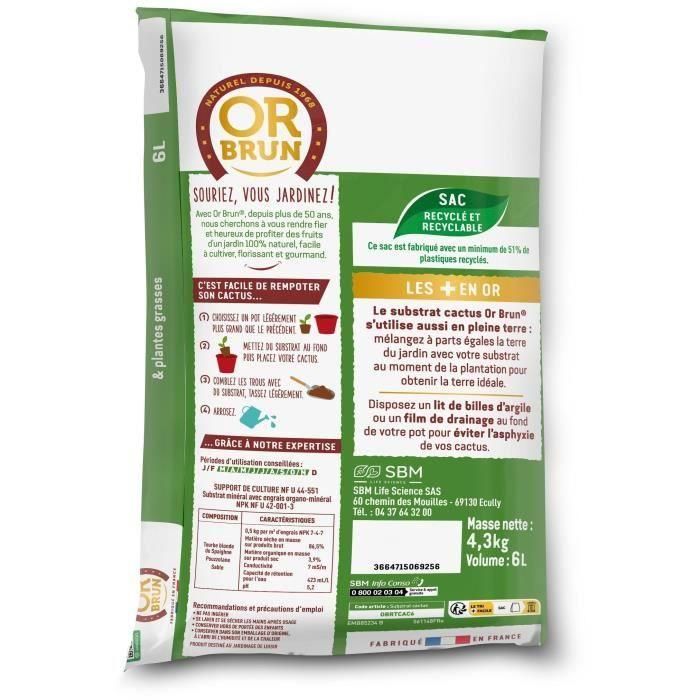 Sustrato para cactus y plantas suculentas - BROWN GOLD - OBRTCAC6U - 6L - Promueve el crecimiento 1 Sustrato para cactus y plantas suculentas - BROWN GOLD - OBRTCAC6U - 6L - Promueve el crecimiento 1