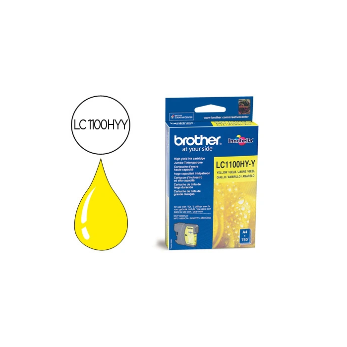 Brother Cartucho Tinta LC-1100Y Amarillo Alta Capacidad Original 750 Páginas Brother Cartucho Tinta LC-1100Y Amarillo Alta Capacidad Original 750 Páginas