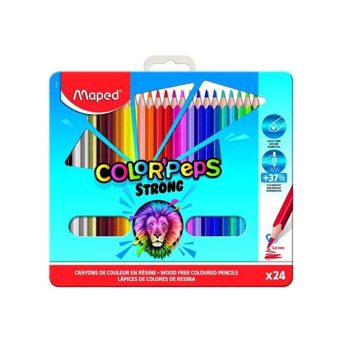 Lapices De Colores Maped Color Peps Strong Metal Estuche De 24 8 unidades