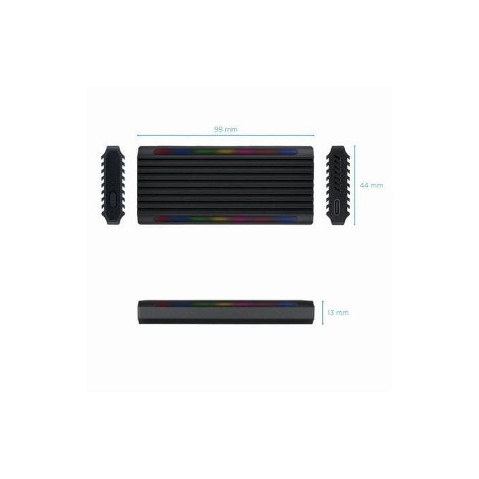 TooQ TQE-2222B Caja Externa SSD M.2 NVMe/NGFF USB 3.1 Gen2 USB-C Sin Tornillos RGB Negro Aluminio 1 TooQ TQE-2222B Caja Externa SSD M.2 NVMe/NGFF USB 3.1 Gen2 USB-C Sin Tornillos RGB Negro Aluminio 1