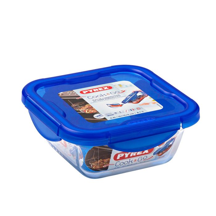 Fiambrera Hermética Pyrex Cook & Go 16,7 x 16,7 x 7 cm Azul 850 ml Vidrio (6 Unidades) 1