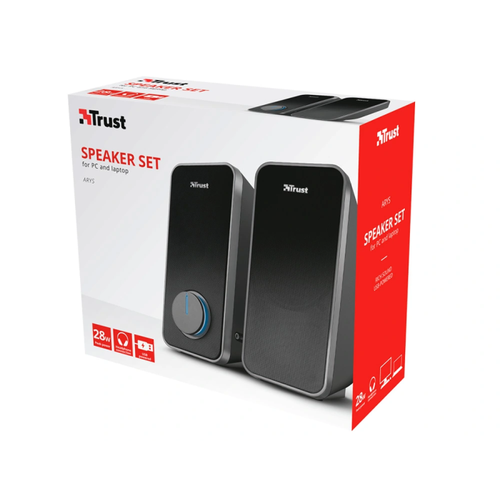 Trust Altavoces Arys 2.0 28W para PC y Portátiles con Sonido Rico y Bajos Profundos 3