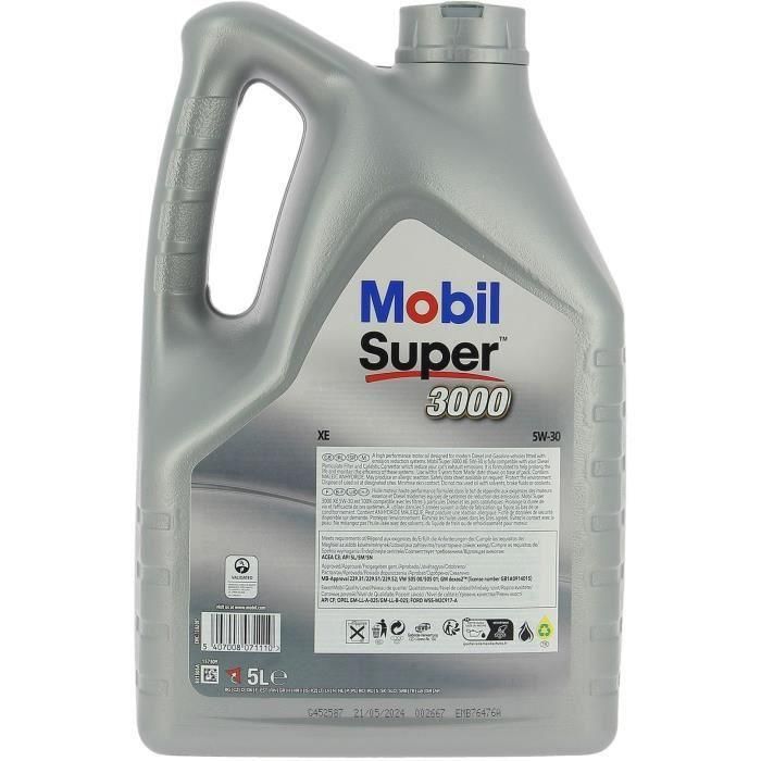 Contenedor de aceite de motor - MOBIL - S3000 5W30 XE - 5 L - 4 estaciones 1 Contenedor de aceite de motor - MOBIL - S3000 5W30 XE - 5 L - 4 estaciones 1