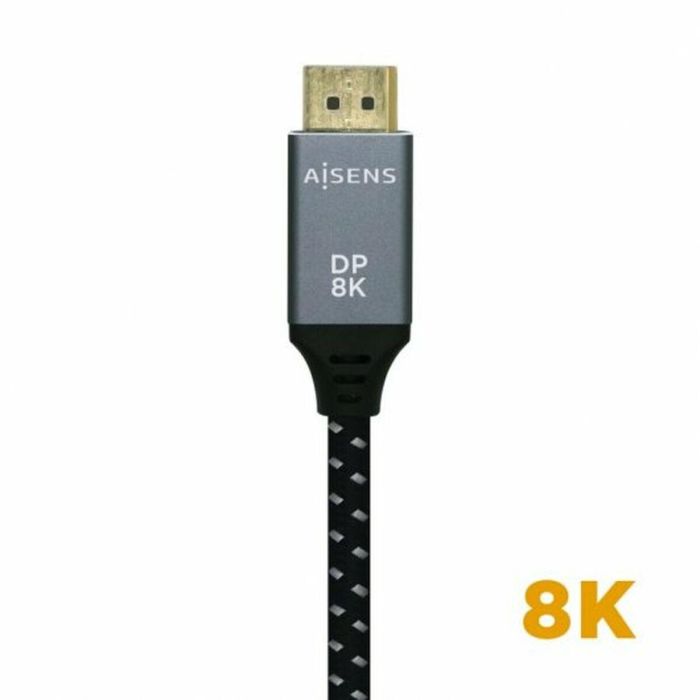 AISENS - CABLE DISPLAYPORT V1.4 8K@60HZ, DP/M-DP/M, GRIS/NEGRO, 2.0M 3
