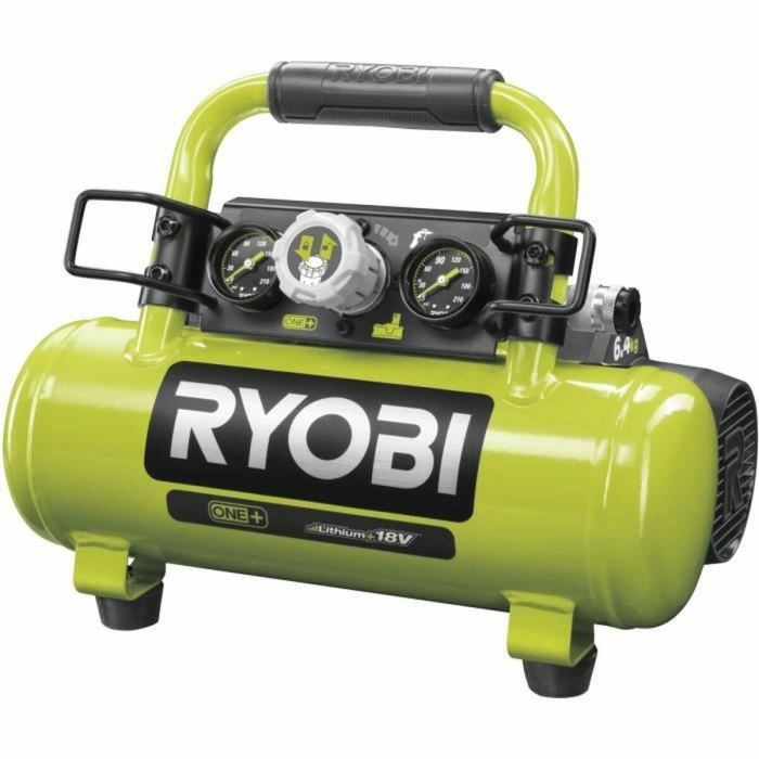 Ryobi R18AC-0 Compresor de Tanque Inalámbrico 18V 4L 0.6HP con Racor 1/4, Acoplamiento Rápido y Manómetros