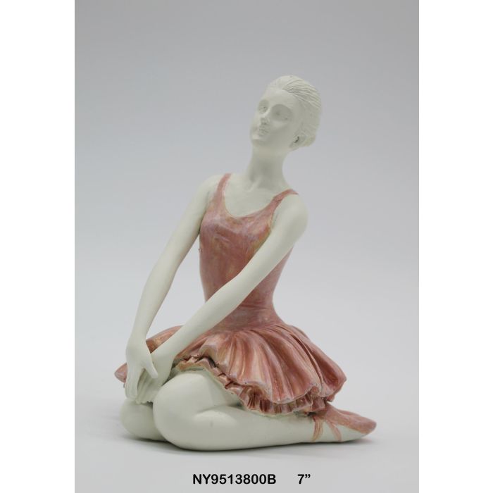 DKD Home Decor Figura Romantico Bailarina Rosa Blanco Resina 11 x 17 x 16 cm (2 Unidades) 1
