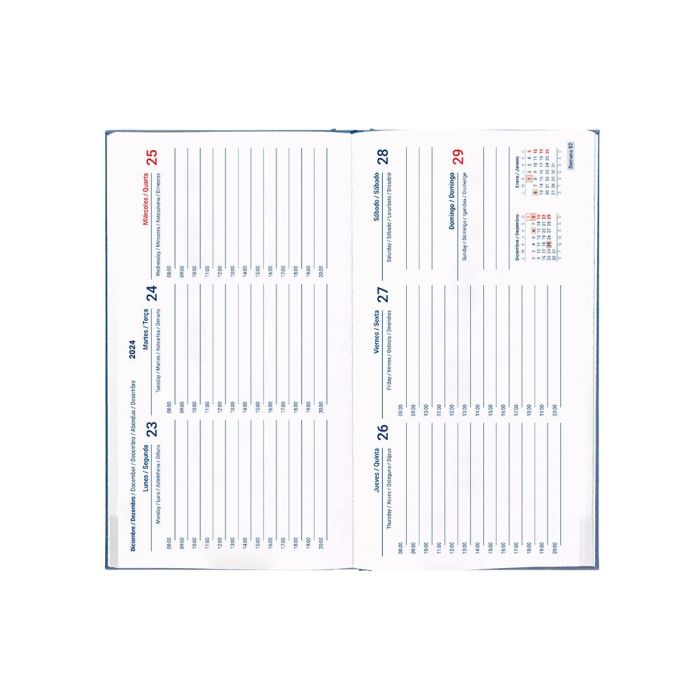 Agenda Encuadernada Liderpapel Creta 80x150 mm 2025 Semana Vista Azul Papel 70 gr 8