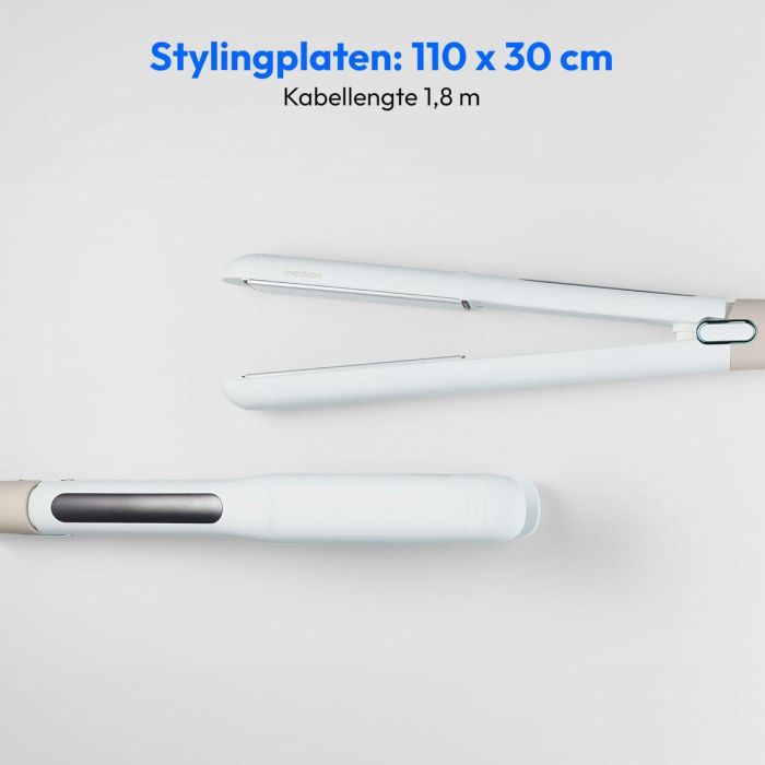 Medion MD19925 Plancha de Pelo 56W, 5 Programas, 165-210°C, Pantalla LED, Blanco 6