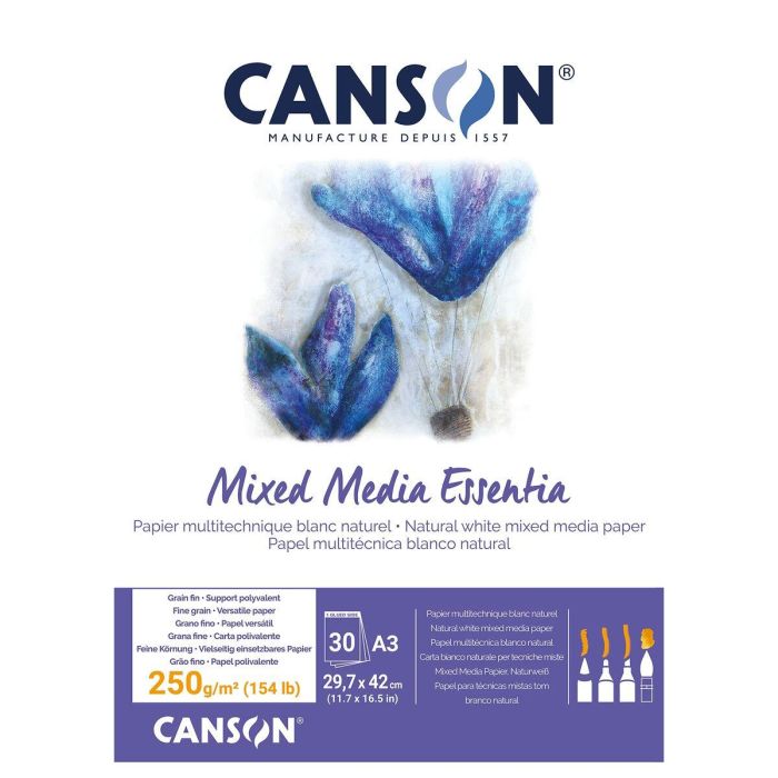 Papel de dibujo Canson A3 30 Hojas Blanco 1 Papel de dibujo Canson A3 30 Hojas Blanco 1