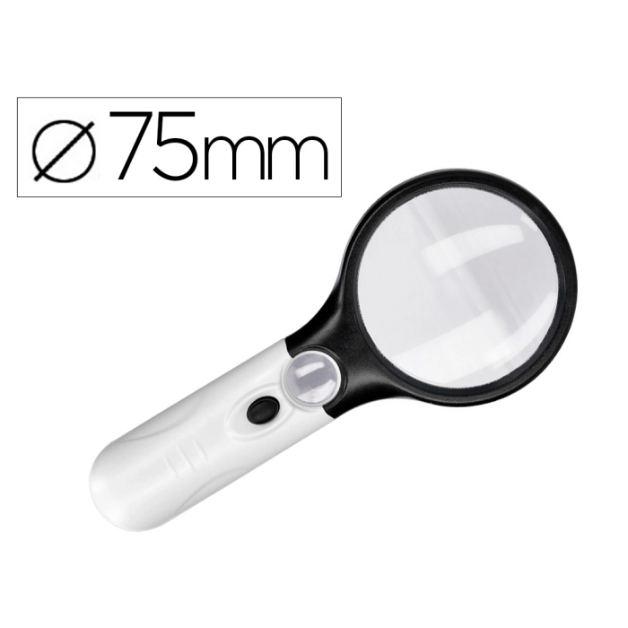Q-connect Lupa Eléctrica de Mano con Luz LED, Aro ABS, Lente 70 mm, 3 Aumentos, 3 Bombillas LED 0 Q-connect Lupa Eléctrica de Mano con Luz LED, Aro ABS, Lente 70 mm, 3 Aumentos, 3 Bombillas LED 0