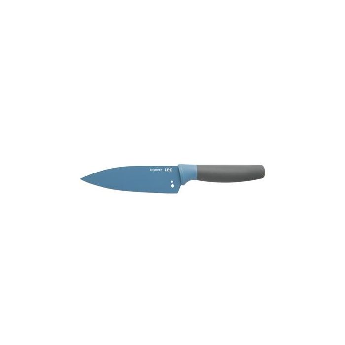 Berghoff 3950106 Cuchillo Cocinero con Pelador de Hierbas Azul 14 cm Antiadherente Mango Contorneado Funda Protectora 3