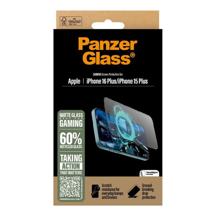 PanzerGlass PanzerGlass Protector de Pantalla Gaming para iPhone 16 Plus / 15 Plus | Ultra-Wide, Aplicación en Seco, Anti-Reflejante y Anti-Huellas | 1 Unidad 2