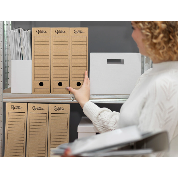 Liderpapel Caja Archivo Definitivo Din A4 Cartón Reciclado 325g/m2 Lomo 82 mm Kraft 325x82x250 mm 9